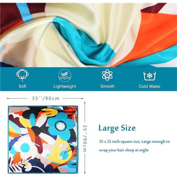 Square Satin Head Scarf - 02 - Picture 2 of 7